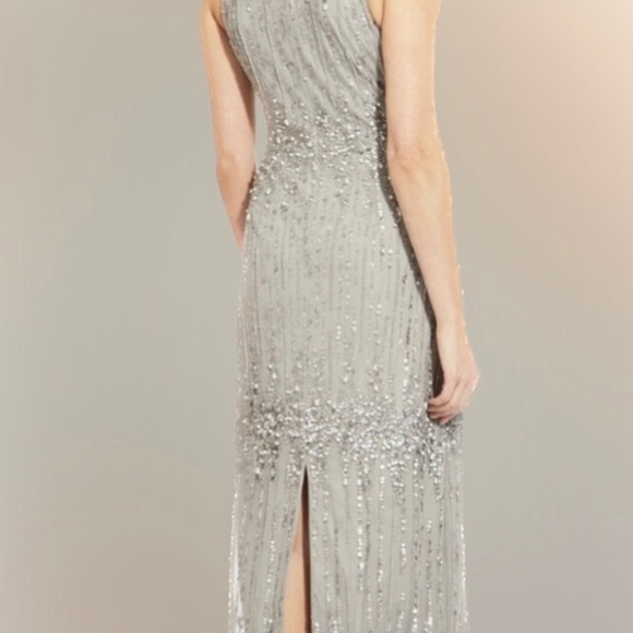 Adrianna Papell beaded gray gown - Picture 2 of 5